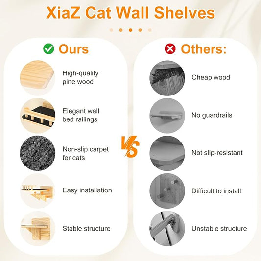 XiaZ Cat Wall Shelves, Cat Wide Climber Shelf - Image 2