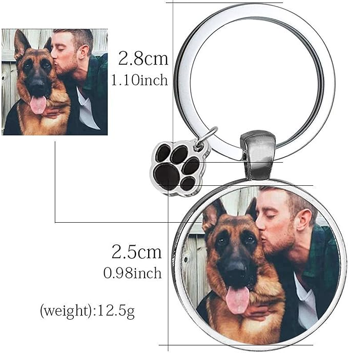 Custom Pet Photo Keychain Personalized Photo Pawprint Dog Tag Keychain Engraved - Image 7