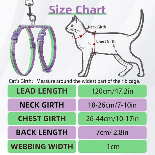 PUPTECK Adjustable Cat Harness and Leash Set Escape Proof Kitten Strap Collar - Image 2