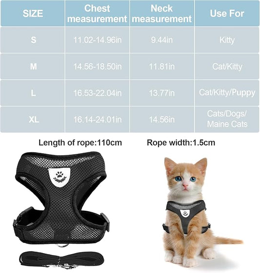 shudyear Summer cat Chest Harness and Leash, Anti-Escape Adjustable Soft mesh - Image 2
