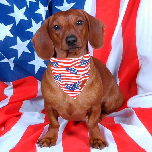 PTDECOR American Flag Dog Bandana 4th of July Dog Puppy Scarf Reversible Red - Image 2