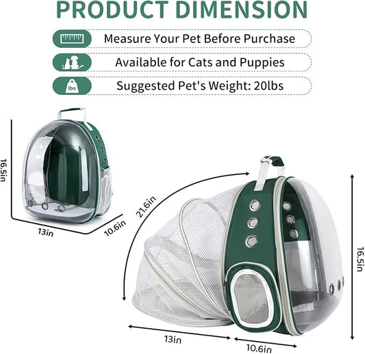 Cat Backpack Carrier, Back Expandable Pet Backpack - Image 2