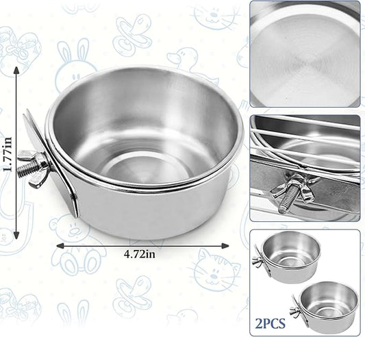 PINVNBY Parrot Feeding Cups Birds Food Dish Stainless Steel Parrot Feeders - Image 2