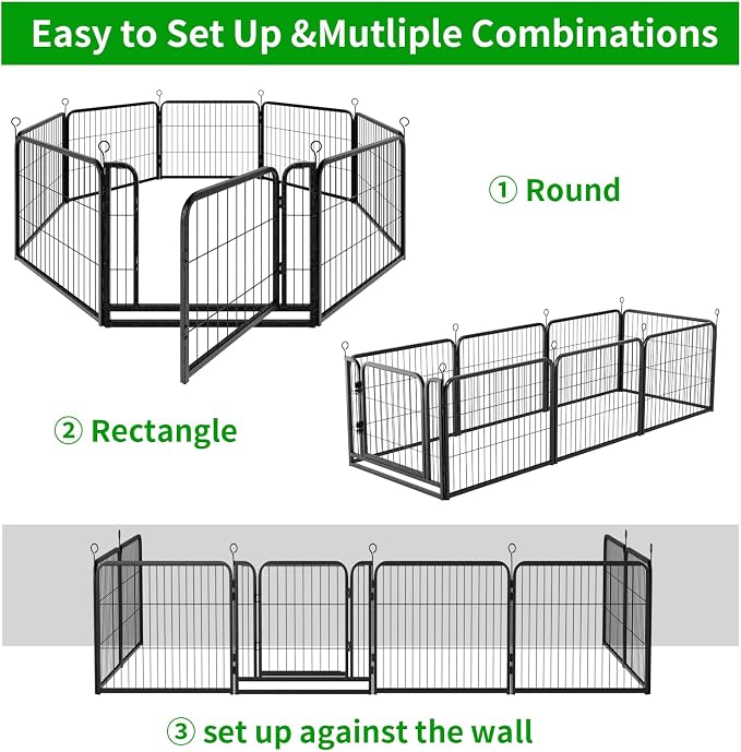 Puppy Playpen 8 Panels Small Dog Fence Outdoor Indoor Use 24" Height Anti-Rust - Image 6