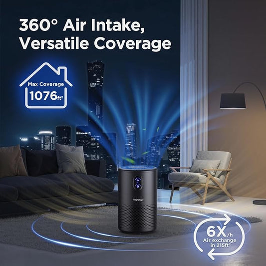 MOOKA Air Purifiers for Home Large Room up to 1076 ft², H13 True HEPA Air - Image 2
