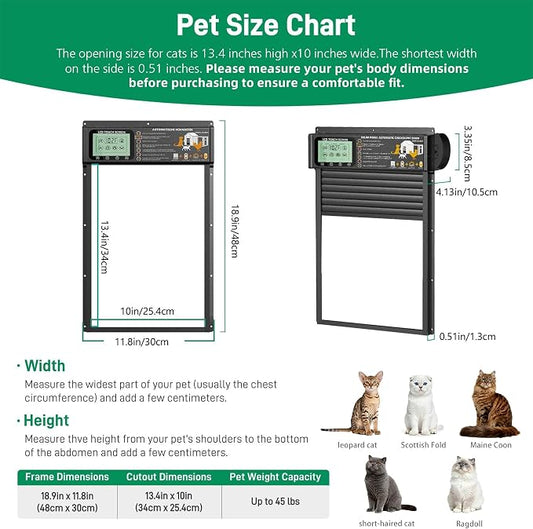 Cat Door, Cat Door Interior Door Radar, Timer & Light Sensor Modes, Solar & USB - Image 2