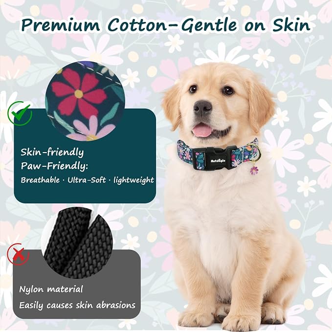 Dog Collar for Small Dogs, Spring Dark Green Dog Collars - Image 3