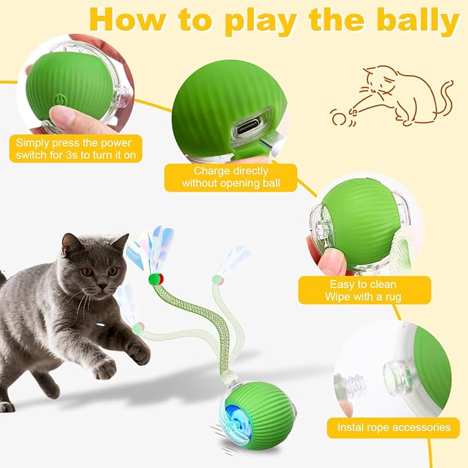 Interactive Cat Toys Ball for Indoor Cats&Dog, Automatic Cat Toy 360° - Image 6