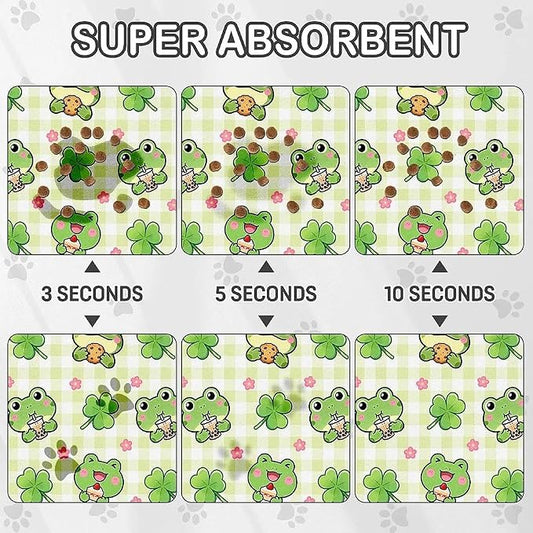 Dog Food Mat for Pet Cat Food Mat, Cute Frog Absorbent Quick Dry Dog Bowl Mats - Image 2
