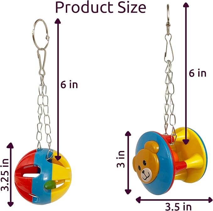 SIMENA Parrot Ball Toy with Bell, Cage Hanging Accessories - Image 7