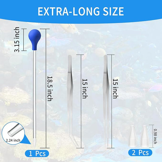 1 Pc 18.5 in Long Pipette with 2 Pc Stainless Steel Feeding Long Tweezers - Image 2