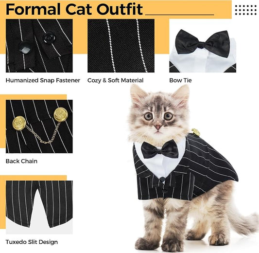 DENTRUN Cat Tuxedo Outfit, Sphynx Cat Costume Formal Suit - Image 2
