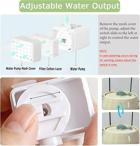 Ceramic Cat Water Fountain, 45oz/1.3L Ultra-Silent Automatic Pet Drinking Water - Image 2