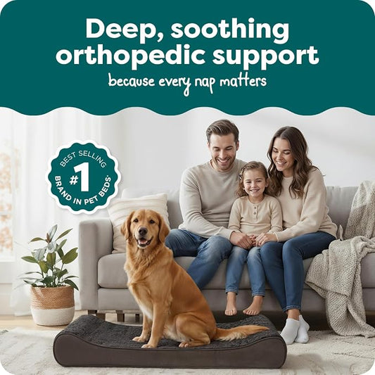 FurHaven Orthopedic Dog Bed for Large Dogs, Luxe Lounger Contour Mattress - Image 2