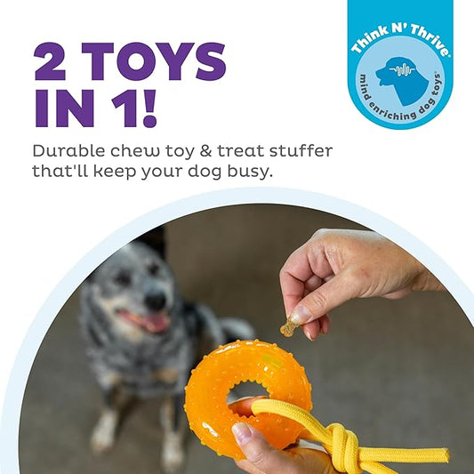 Outward Hound Gummiez Peach Ring 2-in-1 Dental Dog Chew Toy and Treat Stuffer - Image 2