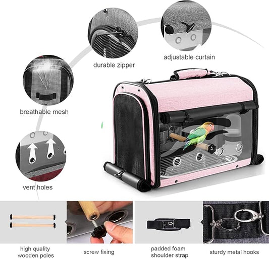 Sanmoncare Bird Carrier Bag Cockatiel Travel Cage - Image 2