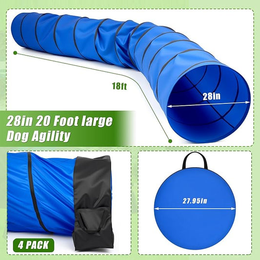 28 in 18 Foot Blue Extra Large Dog Agility Tunnel - Image 2