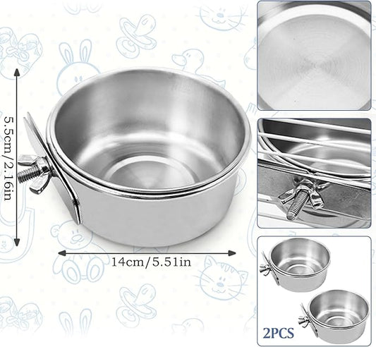 PINVNBY 2PCS Parrot Feeding Cups Birds Food Dish Stainless Steel Parrot Feeders - Image 2