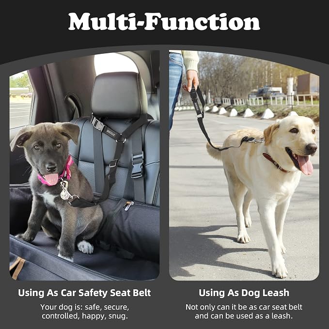 BWOGUE Pet Dog Cat Seat Belts, Car Headrest Restraint Adjustable Safety Leads - Image 6