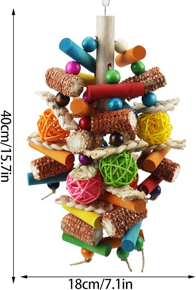 Bird Toys, Parrot Toys for Large Birds, Natural Peppered Wood African Grey - Image 5