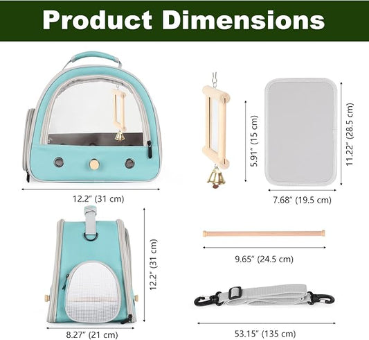 Parrot Travel Cage with Bird Cage Bells Mirror Set, Portable Small Bird - Image 2