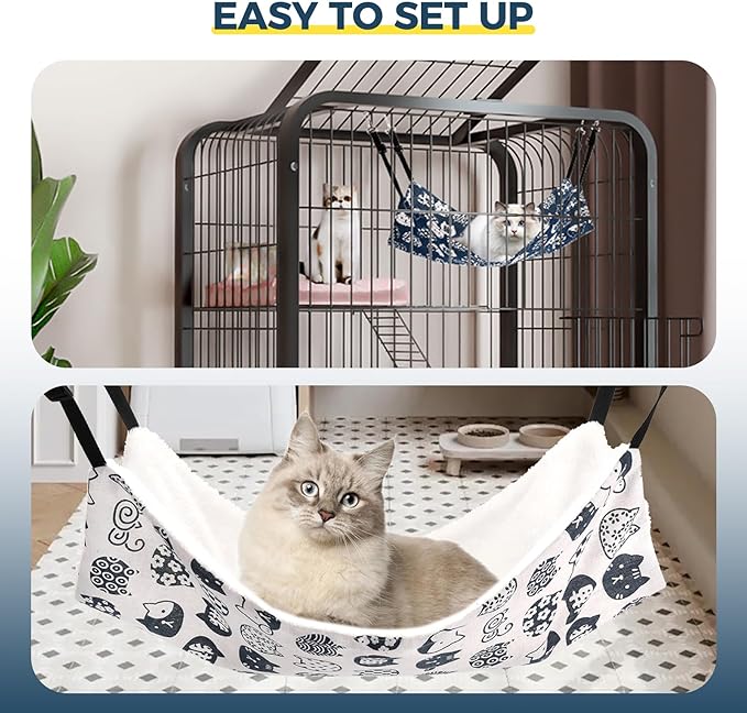 Cat Hammock for Cage Hanging Reversible 2Pack, Pet Hammock Bed Adjustable - Image 7