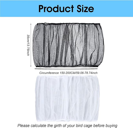 2PCS Bird Cage Seed Catcher, Nylon Adjustable Elastic Bird Cage Net Cover Skirt - Image 2