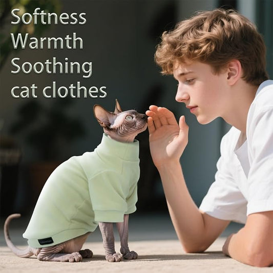 Fleece Sphynx Cat Clothes Soft Hairless Cat Clothes Pullover Cat Sweater - Image 2