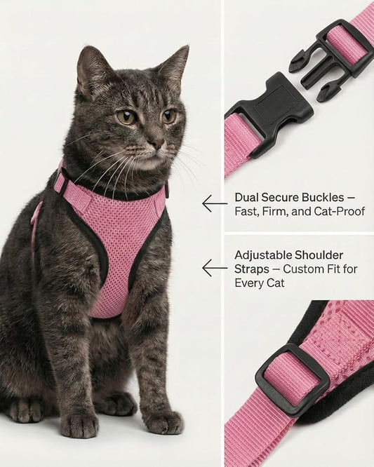 Luxelle 2 Pack Escape-Proof Cat Harness and Leash Set - Image 2