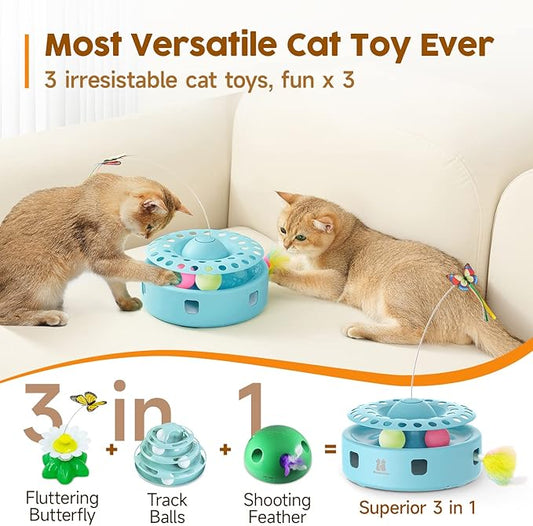 Potaroma Cat Toys 3-in-1 Automatic Interactive Kitten Toy, Fluttering Butterfly - Image 2