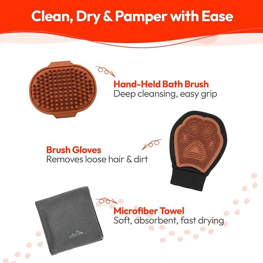 PW Pet Grooming Tools for Dogs & Cats- 3 Pack Dog Bathing Set- Safe On Skin - Image 2