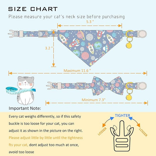 Faygarsle 2 Pack Space Theme Cat Collar Set - Image 2