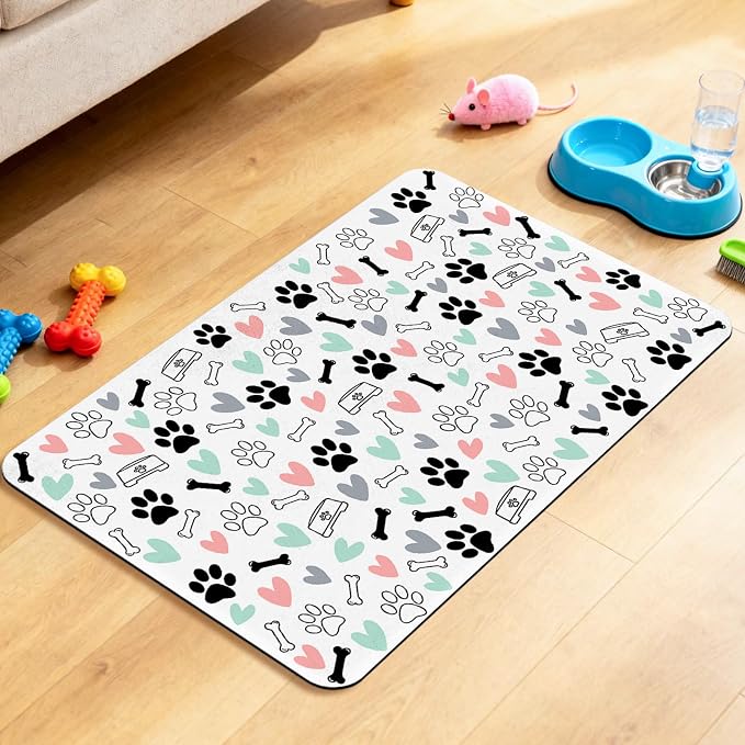 Dog Food Mat for Pet Cat Food Mat, Paws Absorbent Quick Dry Dog Bowl Mats for - Image 8