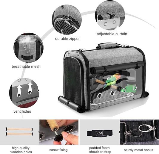 Sanmoncare Bird Carrier Bag Cockatiel Travel Cage - Image 2