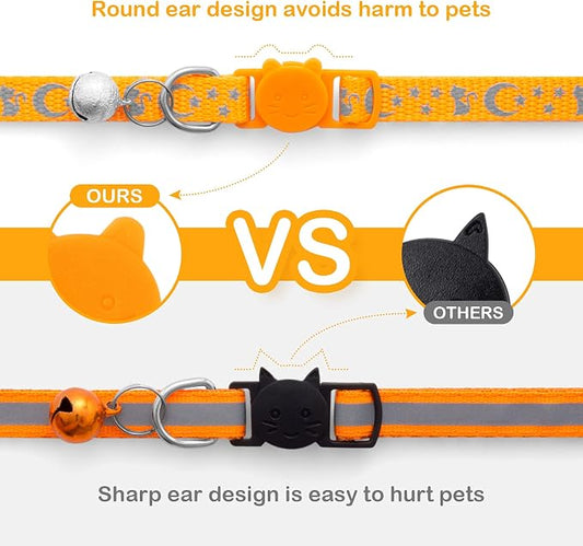 LLHK 2 Pack Breakaway Cat Collars & 2 Pcs Name Tags, Reflective Safety Kitten - Image 2