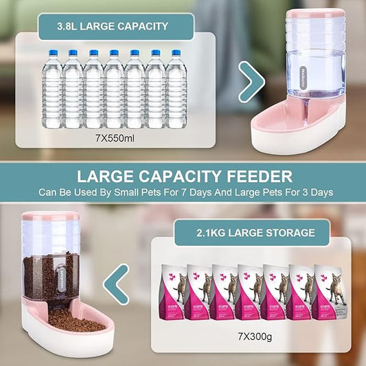 Meikuler Automatic Dog Cat Feeder and Water Dispenser Set, Waterer and Gravity - Image 2