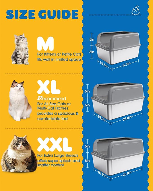 Stainless Steel Cat Litter Box, Metal Litter Box - Image 2
