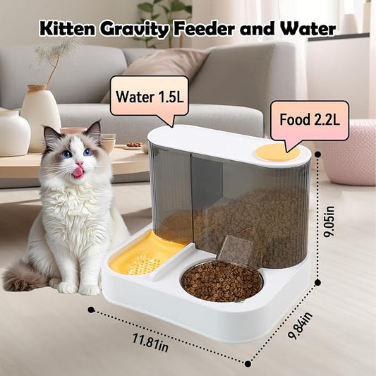 2 in 1 Automatic Cat Feeder and Water Dispenser Combo, All-in-One Dog Food and - Image 2