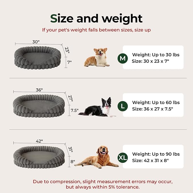 BALANCE Calming Dog Bed for Large Sized Dogs, 36 Inches Oval Washable Pet Bed - Image 7