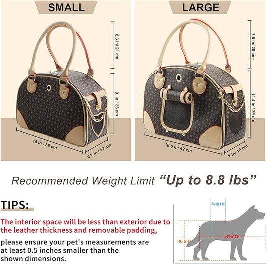 Fashion Dog Carrier PU Leather Dog Handbag Dog Purse Cat Tote Bag Pet Cat Dog - Image 2
