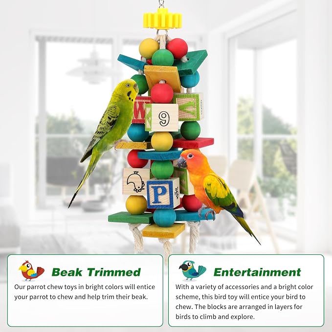 Rypet Wood Bird Chewing Toy for Cage, Wooden Birds Cage Toys for Helping Trim - Image 7