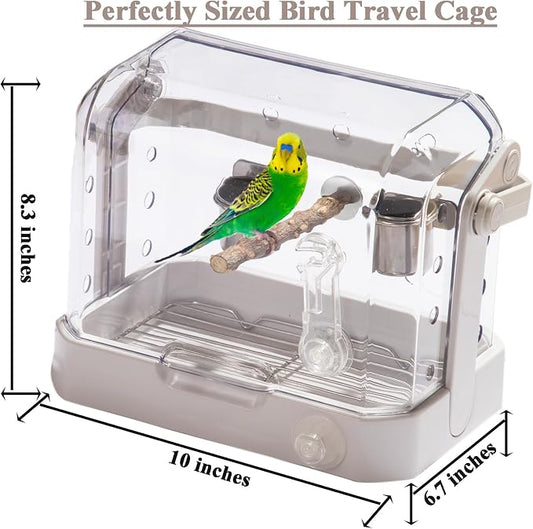 Bird Travel Cage, 10×6.7×8.3 Inches Waterproof & Sturdy Pet Carrier - Image 2