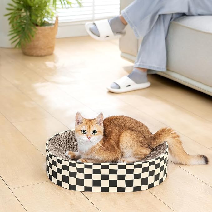 Cat Scratcher Cardboard, 2-in-1 Oval Scratching Pad & Lounge Bed, High-Density - Image 8
