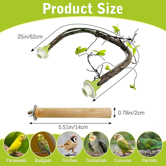 PINVNBY 2 PCS Bendable Bird Perches Simulation Branch Parrot Perch Stand - Image 2
