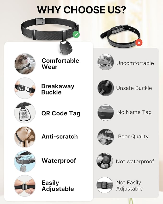 Cat Collar with QR Code Name Tag, Breakaway Kitten Collar - Image 7