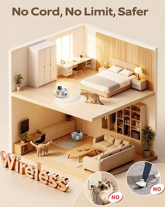 Wireless Cat Water Fountain Cordless: Stainless Steel Cat Fountains - Image 2