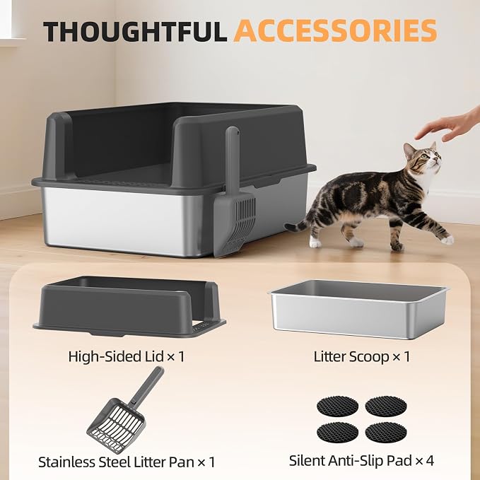 Enclosed Stainless Steel Cat Litter Box - Image 7