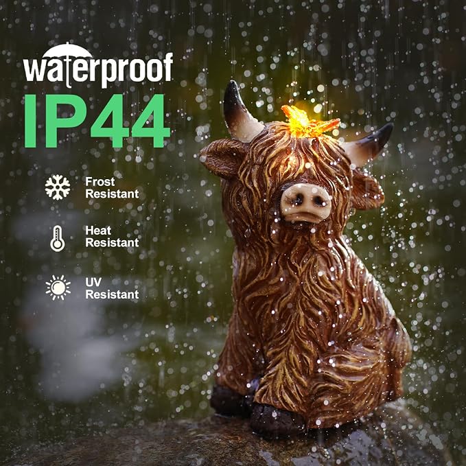 Solar Garden Statue Highland Cow Figurine – Outdoor Decoration - Image 7