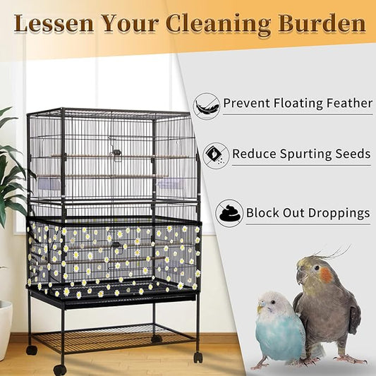 Daoeny Large Bird Cage Cover, Bird Cage Seed Catcher, Adjustable Soft Nylon - Image 2