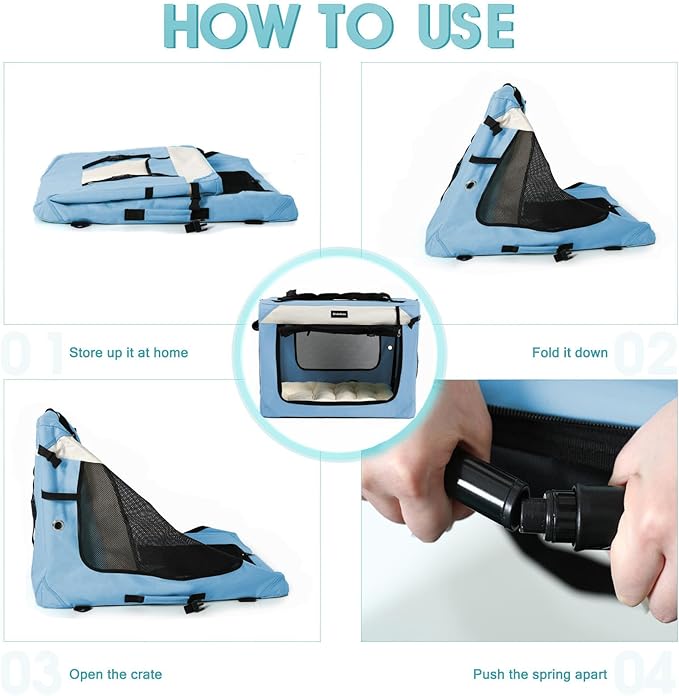 Large Cat Carrier Collapsible Travel Dog Crate Portable Soft-Sided Pet Kennel - Image 6